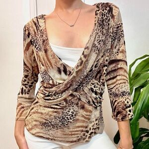 Frank Lyman Design Animal Wrap Top Size Large